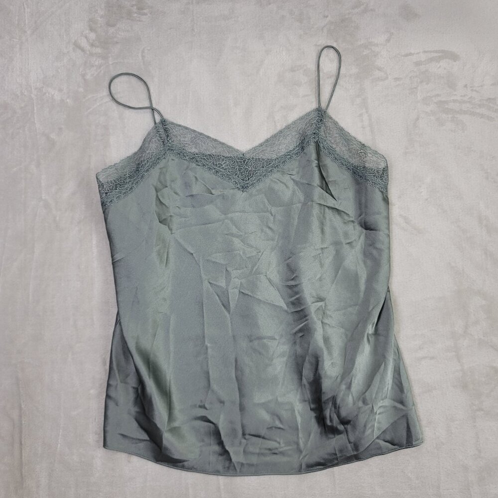 Vince Gray Lace-Trim 100% Silk Women's Camisole Top | Size L - Picture 2 of 8